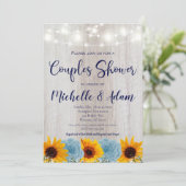 Invitation Tournesol Couples Douche Fête des mariées rustique (Debout devant)