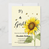 Invitation Tournesol d'aquarelle avec Baby shower de papillon (Devant)