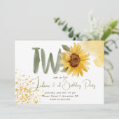 Invitation Tournesol d'aquarelle deuxième anniversaire (Debout devant)