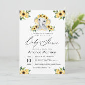 Invitation tournesol d'aquarelle petit baby shower d'éléphant (Debout devant)