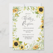 Invitation Tournesol d'automne et verdure Réception de mariag (Devant)