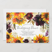 Invitation Tournesol d'automne Floral Thanksgiving Dîner (Devant)