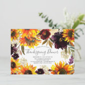 Invitation Tournesol d'automne Floral Thanksgiving Dîner (Debout devant)