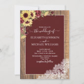 Invitation Tournesol de Bourgogne Mariage de script rustique (Devant)
