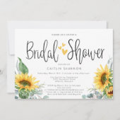 Invitation Tournesol de Fête des mariées rustique aux Coeurs  (Devant)