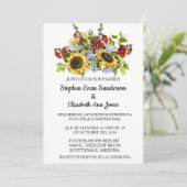 Invitation Tournesol de mariage espagnol Bourgogne Rustique (Debout devant)