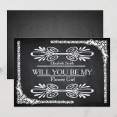 Invitation Tournesol de tableau noir Will you be my Flower Gi (Devant / Derrière)