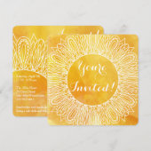 Invitation Tournesol délicieux aquarelle jaune et orange (Devant / Derrière)