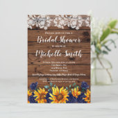 Invitation Tournesol Dentelle Rustique Pays Fête des mariées (Debout devant)