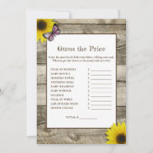 Invitation Tournesol Devinez le prix Baby Shower | Rose (Devant)