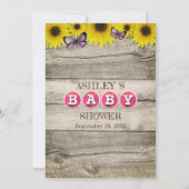 Invitation Tournesol Devinez le prix Baby Shower | Rose (Dos)
