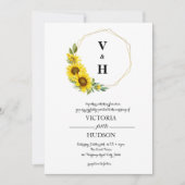 Invitation Tournesol d'or géométrique simple (Devant)