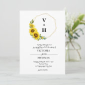 Invitation Tournesol d'or géométrique simple (Debout devant)