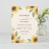 Invitation Tournesol doré Mariage rustique (Debout devant)