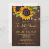 Invitation Tournesol doré rustique élégante douche nuptiale e (Devant)