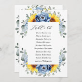 Invitation Tournesol Dusty Blue Slate Peony Graphique de sièg (Devant / Derrière)