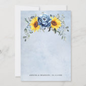 Invitation Tournesol Dusty Blue Slate Peony Mariage floral (Dos)