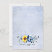 Invitation Tournesol Dusty Blue Slate Peony Mariage floral (Dos)