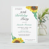 Invitation Tournesol élégant 90e anniversaire (Debout devant)