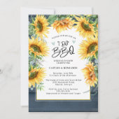 Invitation Tournesol en bois bleu rustique Je fais Fête des m (Devant)