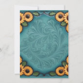 Invitation Tournesol en cuir turquoise Couples Douche (Dos)