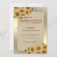 Tournesol en papier déchiré en or vintage Quinceañ