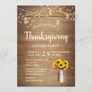 Invitation tournesol en souper d'action de grâces de lait