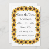 Invitation Tournesol enregistrer la date (Devant / Derrière)