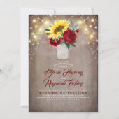 Invitation Tournesol et Bourgogne Rose Mason Jar Mariage de a (Devant)