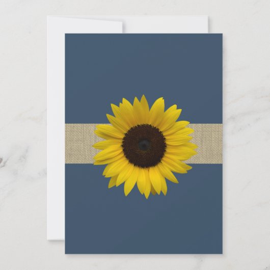 Invitation Tournesol et Chevron Marine Bleu Mariage rustique (Dos)