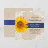 Invitation Tournesol et Fête de l'mariée de Burlap en dentell (Devant / Derrière)