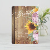 Invitation Tournesol et Fuchsia Rustic Roundé Fête des mariée (Debout devant)