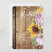 Invitation Tournesol et Fuchsia Rustic Roundé Fête des mariée (Devant)