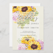 Invitation tournesol et hydrangée (Devant / Derrière)