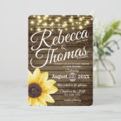 Invitation Tournesol et lumières Mariage rustique (Debout devant)