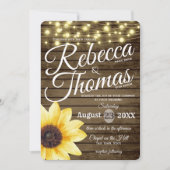 Invitation Tournesol et lumières Mariage rustique (Devant)