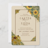 Invitation Tournesol et Mariage campagnard beige de dentelle (Devant)