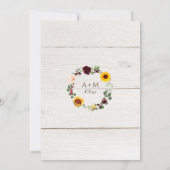 Invitation Tournesol et Mariage de automne rouge Rose de Bour (Dos)