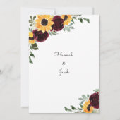 Invitation Tournesol et Mariage rouge Rose de Bourgogne (Dos)