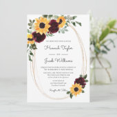 Invitation Tournesol et Mariage rouge Rose de Bourgogne (Debout devant)