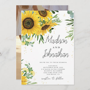 Invitation Tournesol et Rose Bourgogne Rouge Mariage bleu de