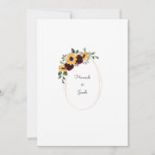 Invitation Tournesol et Rose Mariage de photo rustique (Dos)