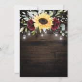 Invitation Tournesol et rose rouge bordeaux Mariage rustique (Dos)