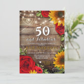 Invitation Tournesol et Rose Rustique fête d'anniversaire (Debout devant)