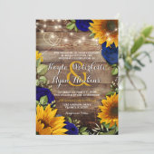 Invitation Tournesol et Roses de la marine Rustic Wood Lights (Debout devant)