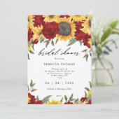 Invitation tournesol et roses rouges douche à nuptiale fleuri (Debout devant)