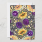 Invitation Tournesol et violet Rose Anniversaire rustique (Dos)