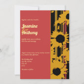 Invitation Tournesol Été Or Rouge Mariage (Devant)