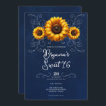 Invitation Tournesol étincelle Bleu Rustique Glam Sweet 16<br><div class="desc">Customisez comme vous voulez. Remplacez la photo au dos par votre propre photo ou retirez la photo ensemble.</div>
