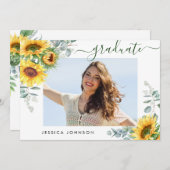 Invitation Tournesol Eucalyptus Fête de graduation (Devant / Derrière)